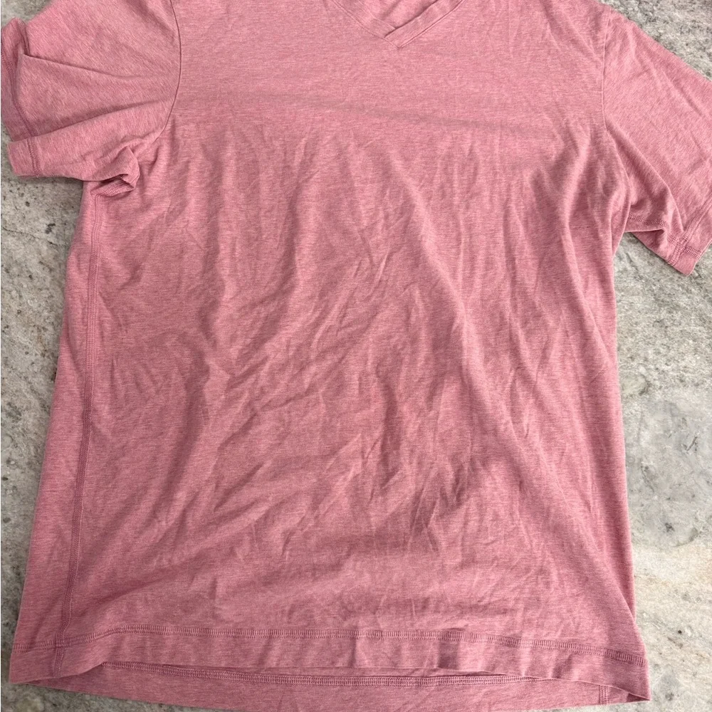 Men's V-Neck Short Sleeve Shirt - Dusty Rose - Picture 3 of 3